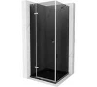 Mexen Roma cabine de douche pivotante 80 x 80 cm, graphite, chrome + bac à douche Flat, noir - 854-080-080-01-40-4070 13595 5907709168251