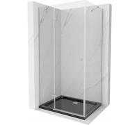 Mexen Roma cabine de douche pivotante 90 x 100 cm, transparent, chrome + receveur Flat, noir - 854-090-100-01-00-4070 13570 5907709167735
