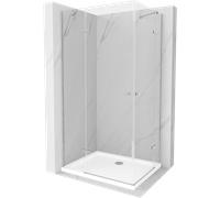 Mexen Roma Duo cabine de douche pivotante 100 x 90 cm, transparent, chrome + receveur Flat - 854-100-090-01-02-4010 13305 5907709165656