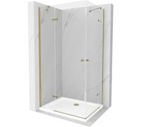 Mexen Roma Duo cabine de douche pivotante 100 x 90 cm, transparent, or + receveur plat - 854-100-090-50-02-4010G 13333 5907709165373