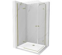 Mexen Roma Duo cabine de douche pivotante 100 x 90 cm, transparent, or + receveur plat - 854-100-090-50-02-4010G 13333 5907709165373