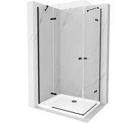 Mexen Roma Duo cabine de douche pivotante 90 x 80 cm, transparent, noir + receveur de douche Flat - 854-090-080-70-02-4010B 13351 5907709165427