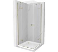 Mexen Roma Duo cabine de douche pivotante 90 x 90 cm, transparent, doré + receveur Flat - 854-090-090-50-02-4010G 13332 5907709165366