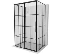 Mexen Rox-3S cabine de douche 3 parois coulissante gauche 110 x 90 cm, carreau noir, noir - 8C2-110-090-70-77-3S-L 90656 5905315745767