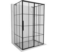 Mexen Rox-3S L cabine de douche 3 parois, coulissante droite 125 x 80 cm, grille noire, noir - 8C2L-125-080-70-77-3S-P 89299 5905315771506