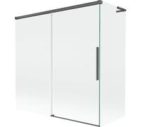Mexen Rox L Pare-douche pour baignoire, porte coulissante à 2 panneaux 160 + 70 x 150 cm, transparent, gris foncé brossé - 8C ?