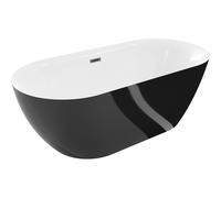 Mexen Roxy baignoire autoportante 170 x 80 cm, blanc/noir, trop-plein gris canon brossé - 51201708075-66 46537 5905315384973
