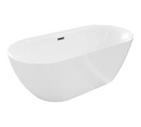 Mexen Roxy baignoire autoportante 170 x 80 cm, blanche, trop-plein gris canon brossé - 51201708000-66 46527 5905315384874