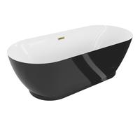 Mexen Roxy baignoire autoportante 180 x 85 cm, blanc/noir, trop-plein doré - 51201808575-50 46553 5905315385130