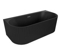 Mexen Sella baignoire autoportante à paroi cannelée 150 x 75 cm, noir mat, trop-plein en métal canon - 52711507571-95 54343 5905315506320