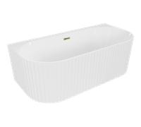 Mexen Sella baignoire autoportante adossée cannelée 150 x 75 cm, blanc brillant, trop-plein doré - 52711507500-50 54280 5905315506061