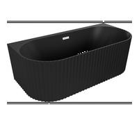 Mexen Sella baignoire autoportante adossée rainurée 150 x 75 cm, noir mat, trop-plein blanc - 52711507571-20 54326 5905315506252