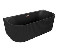Mexen Sella baignoire autoportante adossée rainurée 150 x 75 cm, noir mat, trop-plein or rose - 52711507571-60 54333 5905315506283