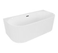 Mexen Sella baignoire autoportante adossée rainurée 170 x 80 cm, blanc brillant, trop-plein gris canon brossé - 52711708000-66 54354 5905315506405