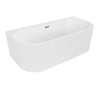 Mexen Sella baignoire autoportante adossée rainurée 170 x 80 cm, blanc mat, trop-plein or rose - 52711708001-60 54382 5905315506481