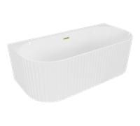 Mexen Sella baignoire autoportante contour cannelé 170 x 80 cm, blanc brillant, trop-plein doré brossé - 52711708000-55 54351 5905315506375