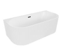 Mexen Sella baignoire autoportante contre le mur rainurée 170 x 80 cm, blanc mat, trop-plein noir - 52711708001-70 54385 5905315506511