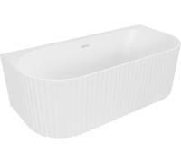 Mexen Sella baignoire autoportante contre mur striée 150 x 75 cm, blanc mat, trop-plein blanc - 52711507501-20