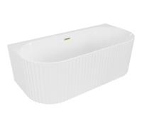 Mexen Sella baignoire autoportante contour cannelé 170 x 80 cm, blanc brillant, trop-plein doré brossé - 52711708000-55 54351 5905315506375