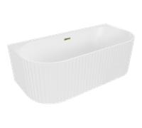 Mexen Sella baignoire autoportante murale cannelée 170 x 80 cm, blanc mat, trop-plein doré - 52711708001-50 54380 5905315506467