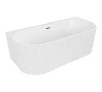 Mexen Sella baignoire autoportante adossée rainurée 170 x 80 cm, blanc mat, trop-plein or rose - 52711708001-60 54382 5905315506481