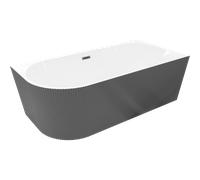 Mexen Silo baignoire autoportante d'angle droite cannelée 170 x 80 cm, blanc/gris, trop-plein gris canon brossé 78623 5905315624833