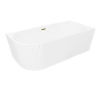 Mexen Silo baignoire autoportante d'angle droite nervurée 150 x 75 cm, blanche, trop-plein doré - 52891507500P-50 77912 5905315624390