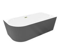 Mexen Silo baignoire autoportante d'angle droite rainurée 150 x 75 cm, blanche/grise, trop-plein doré - 52891507562P-50 78472 5905315624499