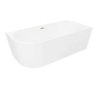 Mexen Silo baignoire autoportante d'angle droite rainurée 150 x 75 cm, blanche, trop-plein doré brossé - 52891507500P-55 77920 5905315624406