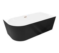 Mexen Silo baignoire autoportante d'angle droite rainurée 170 x 80 cm, blanche/noire, trop-plein or rose - 52891708075P-60 78308 5905315624918
