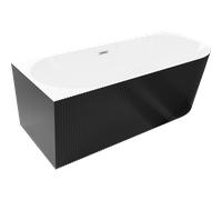 Mexen Silo baignoire autoportante d'angle gauche cannelée 150 x 75 cm, blanc/noir, trop-plein nickel brossé - 52891507575L-97 77778 5905315624062