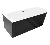 Mexen Silo baignoire autoportante d'angle gauche rainurée 150 x 75 cm, blanc/noir, trop-plein noir - 52891507575L-70 77771 5905315624048