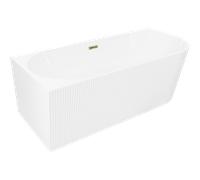 Mexen Silo baignoire autoportante d'angle gauche rainurée 150 x 75 cm, blanche, trop-plein doré - 52891507500L-50 77701 5905315623799