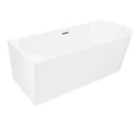 Mexen Silo baignoire autoportante d'angle gauche rainurée 150 x 75 cm, blanche, trop-plein or rose - 52891507500L-60 77719 5905315623812