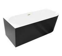 Mexen Silo baignoire autoportante d'angle gauche rainurée 170 x 80 cm, blanc/noir, trop-plein or brossé - 52891708075L-55 77859 5905315624307