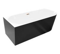 Mexen Silo baignoire autoportante d'angle gauche rainurée 170 x 80 cm, blanche/noire, trop-plein or rose - 52891708075L-60 77862 5905315624314