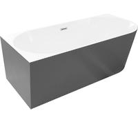 Mexen Silo baignoire autoportante d'angle gauche striée 170 x 80 cm, blanc/gris, trop-plein chromé - 52891708062L-01