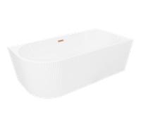 Mexen Silo baignoire îlot d'angle droite rainurée 150 x 75 cm, blanche, trop-plein cuivre brossé - 52891507500P-65 77927 5905315624420