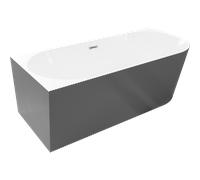 Mexen Silo baignoire îlot d'angle gauche cannelée 150 x 75 cm, blanche/grise, trop-plein chromé - 52891507562L-01 78359 5905315623874
