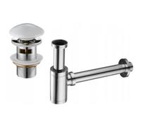 Mexen siphon de lavabo semi-circulaire avec bouchon céramique clic-clac, avec trop-plein, chrome/blanc - 7992050-02 6513 5907709127074
