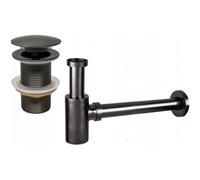 Mexen siphon demi-caché rond avec bouchon clic-clac, sans trop-plein, graphite - 7991050-66 6485 5907709135628