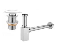 Mexen siphon demi-évier carré avec bonde clic-clac, sans trop-plein, chrome - 7991660-00 6540 5907709136793