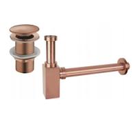 Mexen siphon partiel de lavabo carré avec bouchon clic-clac, sans trop-plein, or rose - 7991060-60 6523 5907709135543