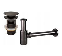 Mexen siphon semi-circulaire de lavabo avec bouchon clic-clac, avec trop-plein, graphite - 7992050-66 6509 5907709135611