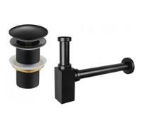Mexen siphon sous-lavabo carré avec bouchon clic-clac, sans trop-plein, noir - 7991060-70 6525 5907709135499
