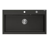 Mexen Slido évier en granit 1-bassin 900 x 500 mm, noir/doré métallisé, siphon chromé - 6528901005-75 101765 5907931966762