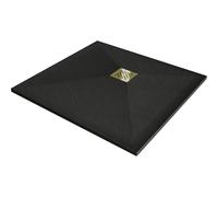 Mexen Stone+ receveur de douche carré en composite 70 x 70 cm, noir, cache-doré - 44707070-G 24948 5905315223333