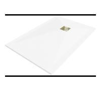 Mexen Stone+ receveur de douche composite rectangulaire 100 x 90 cm, blanc, cache de bonde doré - 44109010-G 24879 5905315222848