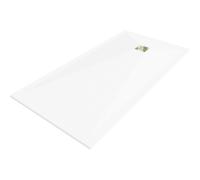 Mexen Stone+ receveur de douche en composite carré 160 x 100 cm, blanc, cache-douche doré - 44101016-G 24910 5905315222954