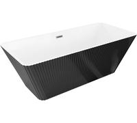 Mexen Tava baignoire autoportante rainurée 170 x 75 cm, blanche/noire, siphon gun gray brossé - 52851707575-66